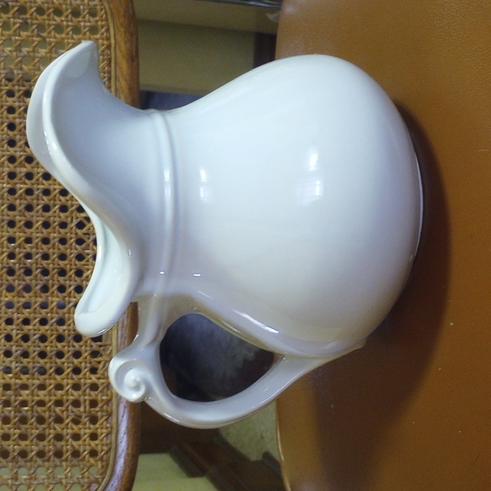 Vintage Ceramic Strawberry & Floral McCoy Pitcher.  White Red Green Yellow - Picture 4 of 8